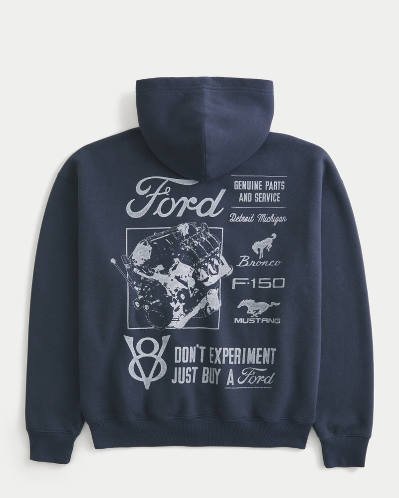 Boxy Ford Graphic Zip-Up Hoodie
