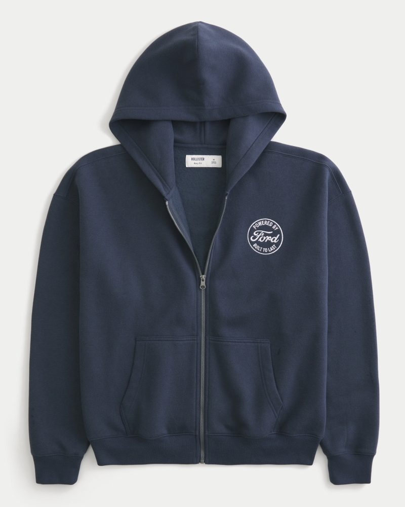 Boxy Ford Graphic Zip-Up Hoodie