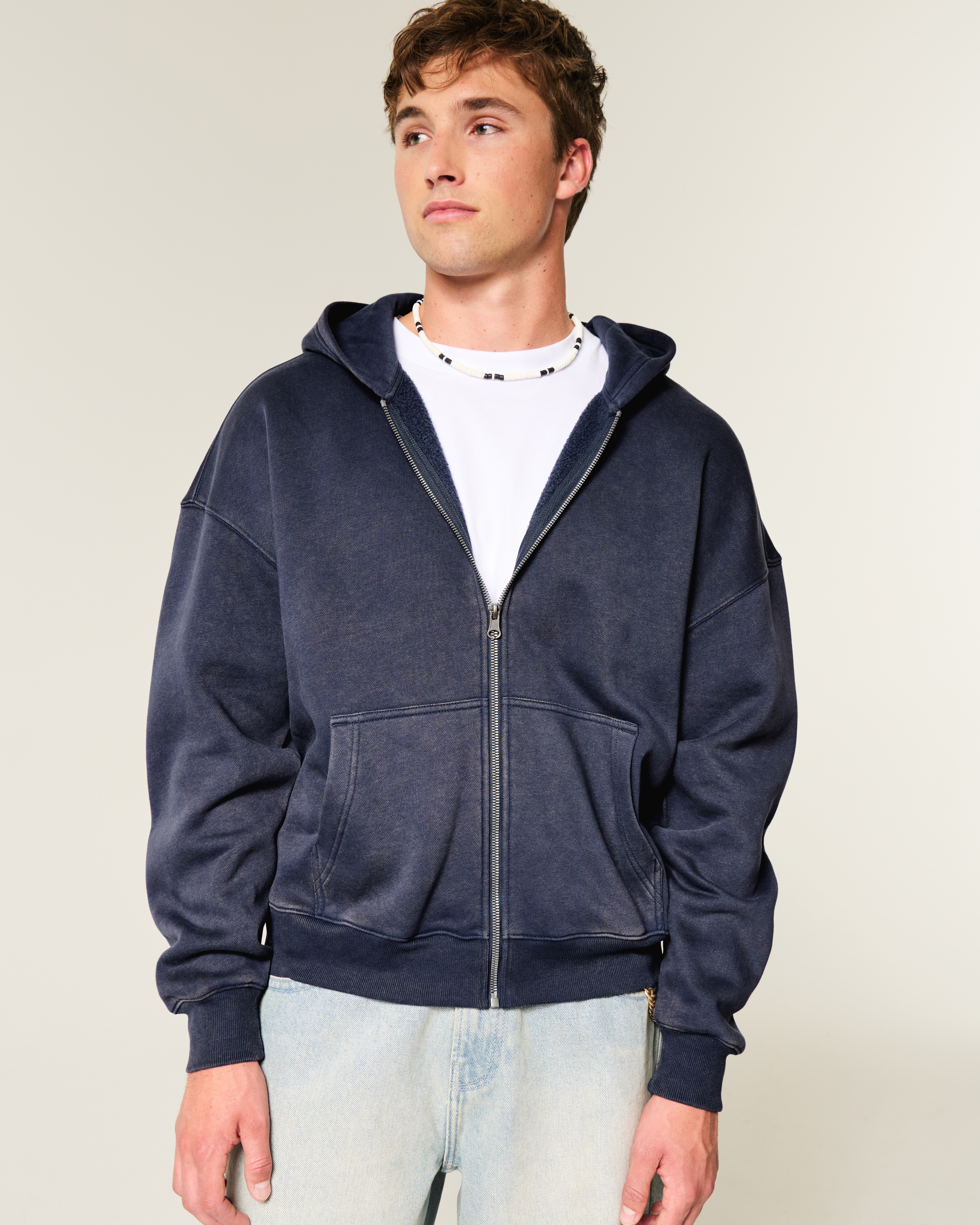 Boxy Zip-Up Hoodie