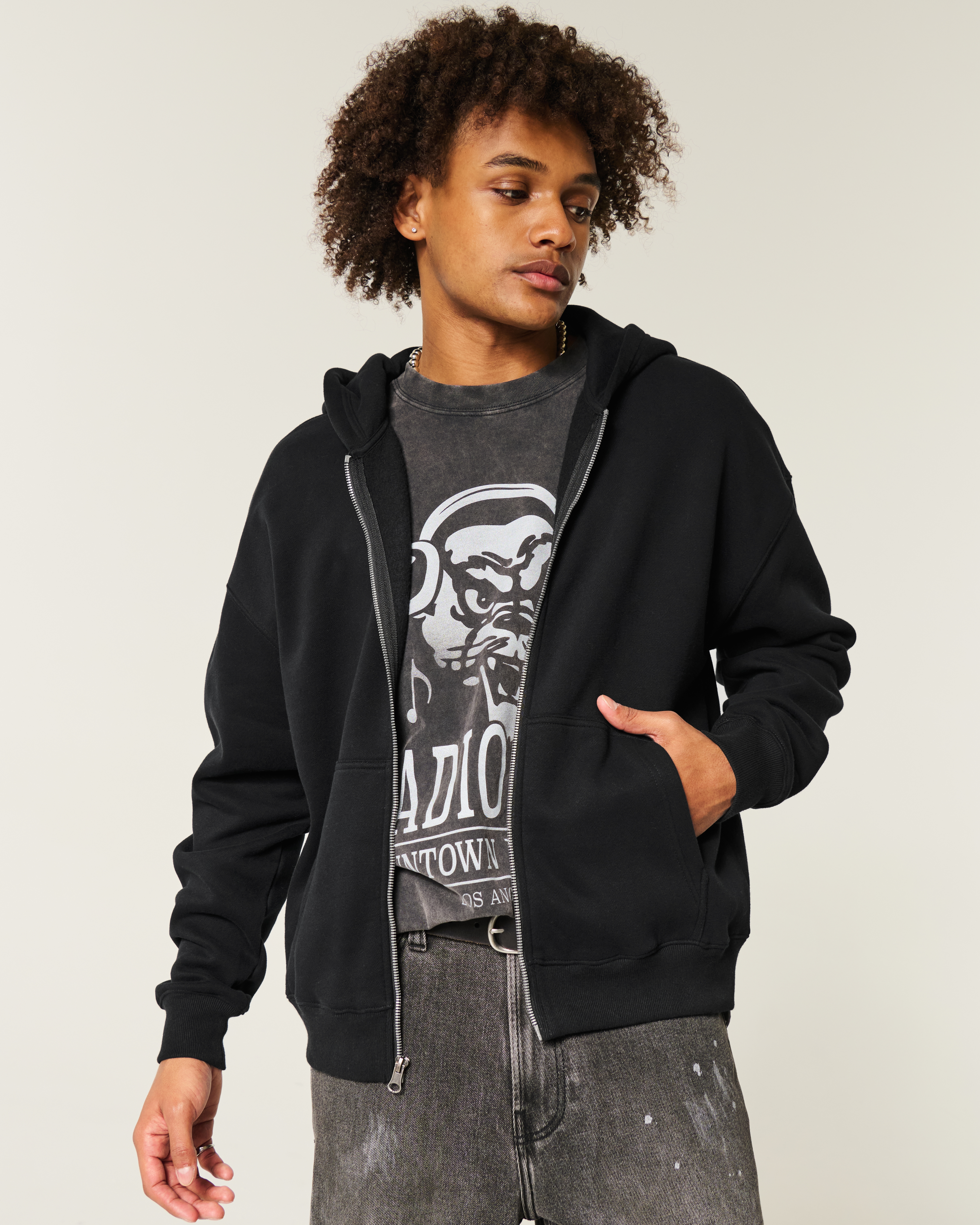 Boxy Zip-Up Hoodie