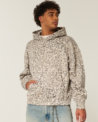 Leopard Print Baggy Cinch Hoodie