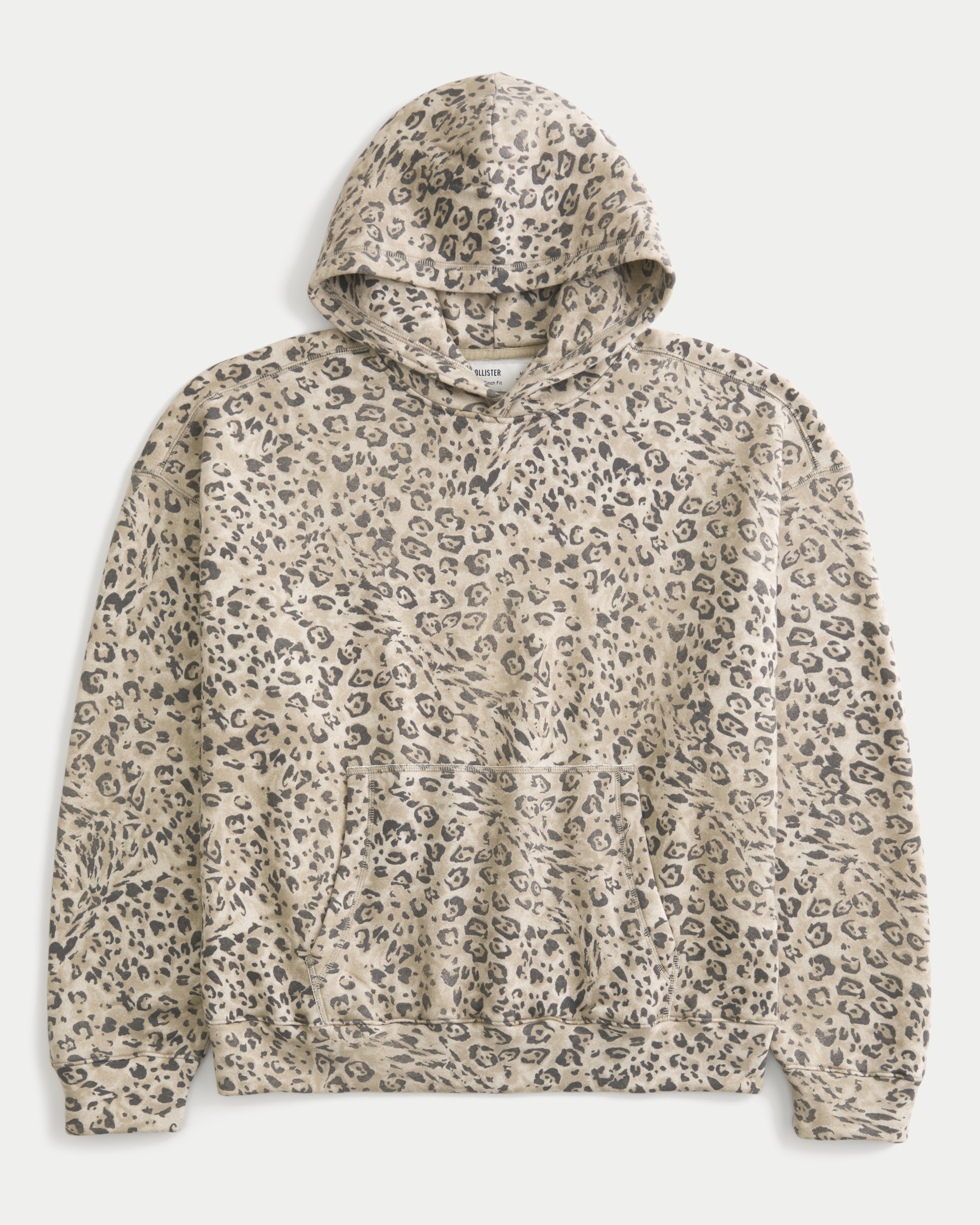 Leopard Print Baggy Cinch Hoodie
