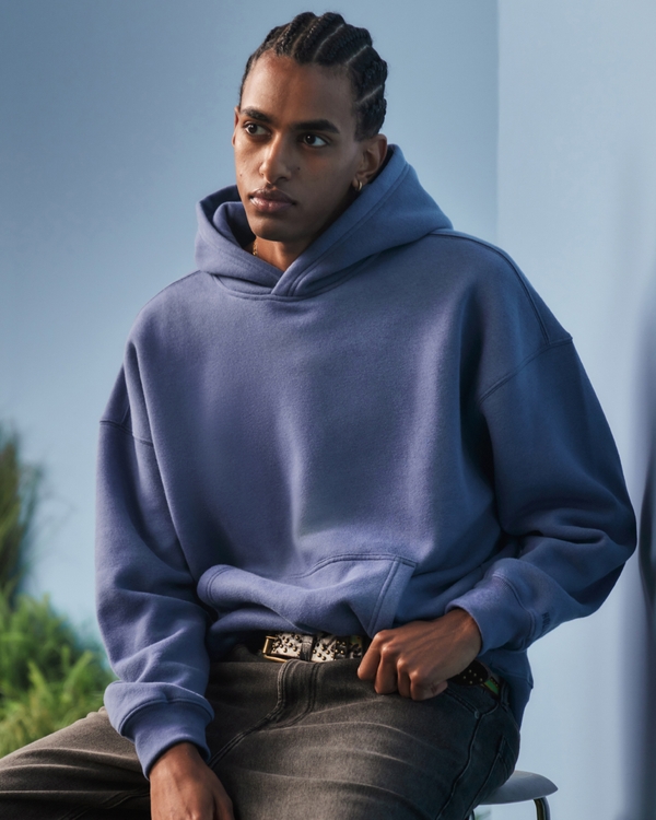 Boxy Hoodie, Dark Blue view 1