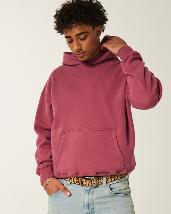 Boxy Hoodie, Faded Burgundy view 1