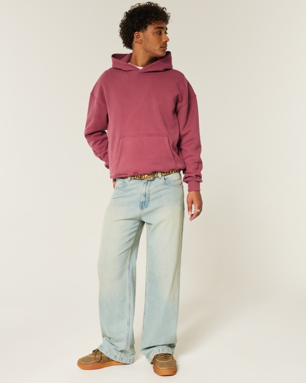 Boxy Hoodie, Faded Burgundy view 2