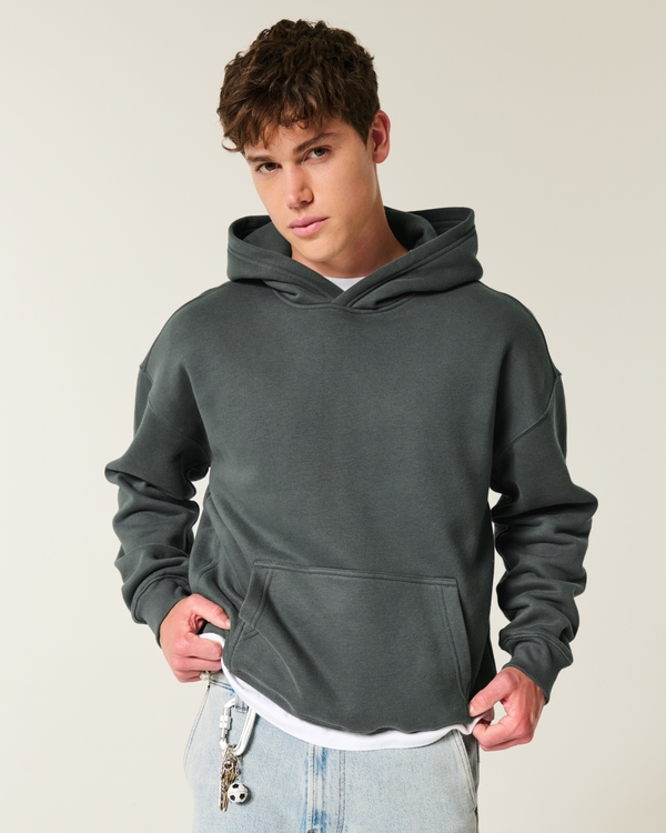 Boxy Hoodie, Shadow Green view 1
