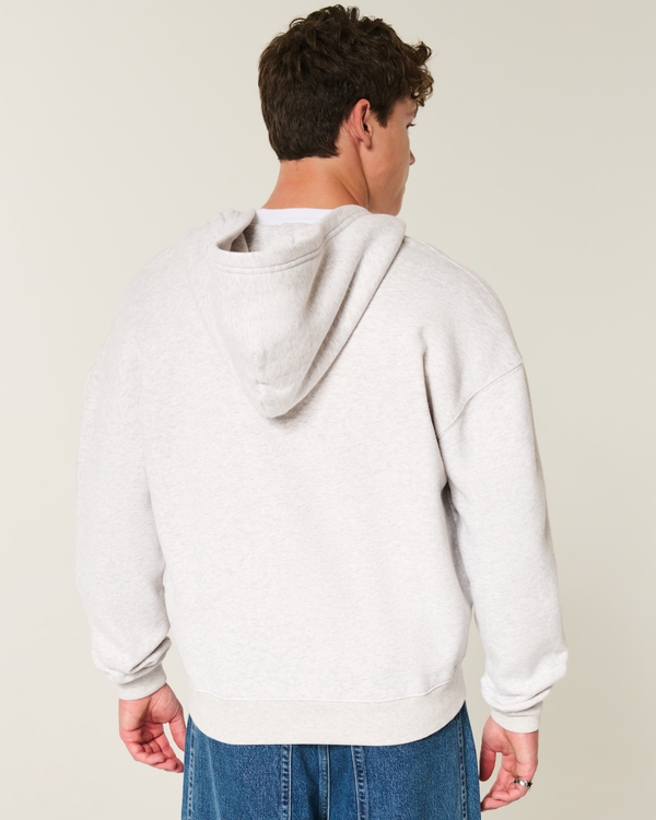 Boxy Providence Rhode Island Graphic Zip-Up Hoodie, Light Heather Gray view 2