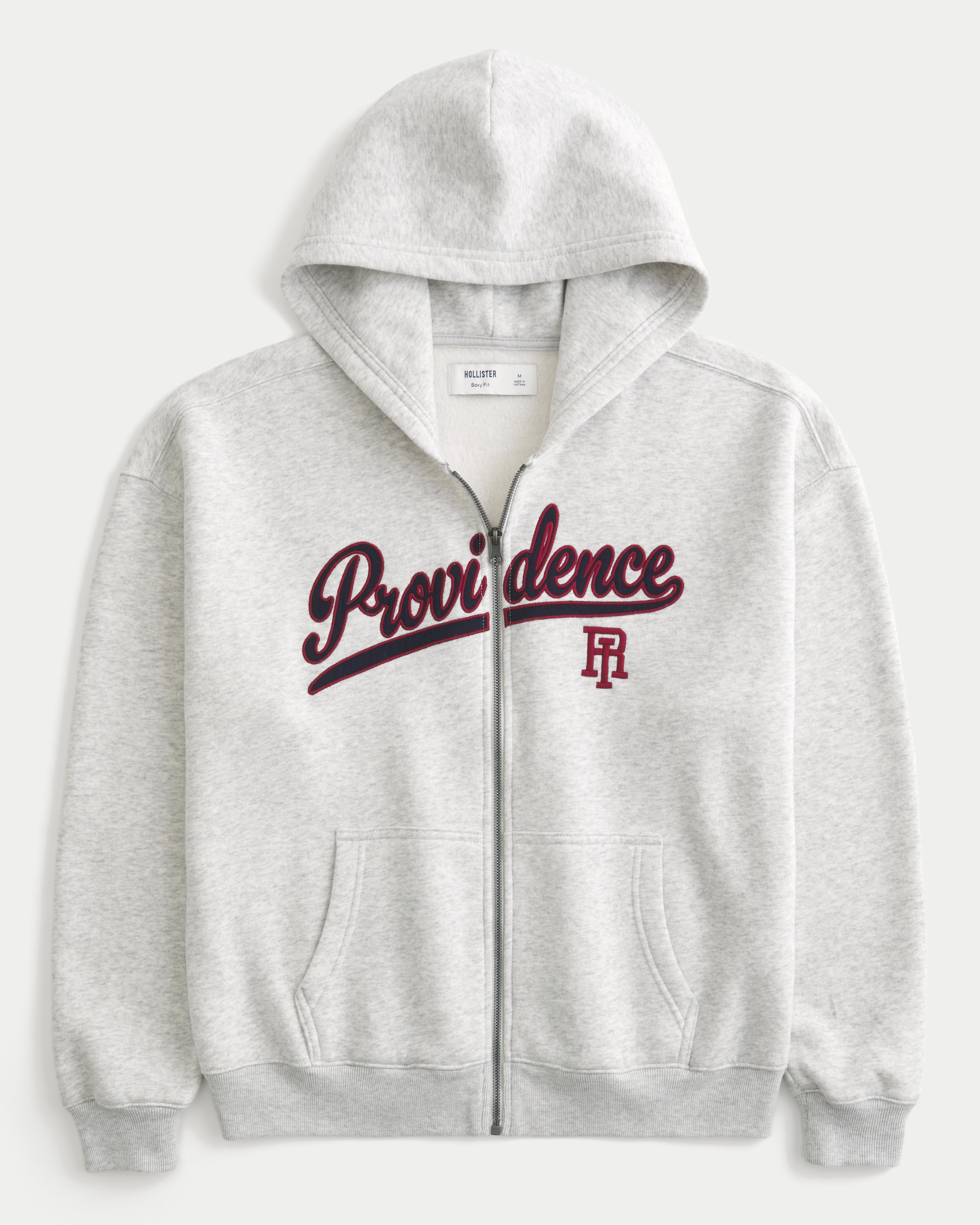 Boxy Providence Rhode Island Graphic Zip-Up Hoodie