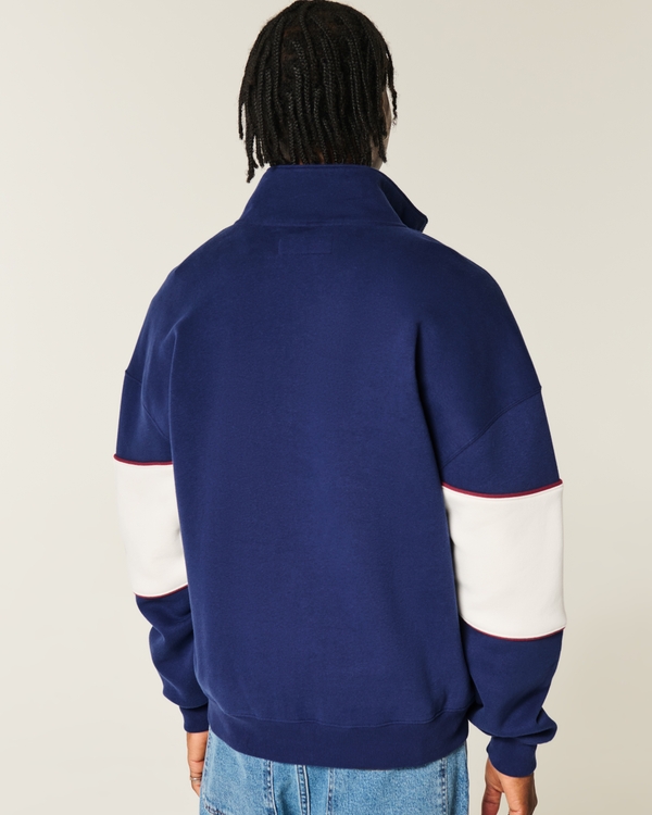 Boxy Quarter-Zip Copenhagen Graphic Sweatshirt, Navy view 2