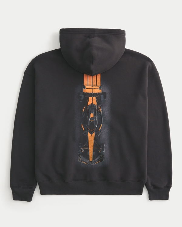 Boxy McLaren Graphic Zip-Up Hoodie, Faded Black view 1