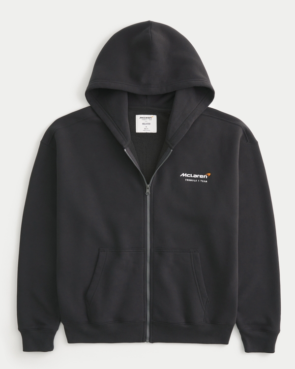 Boxy McLaren Graphic Zip-Up Hoodie, Faded Black view 2