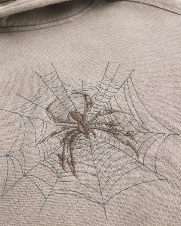 Baggy Cinch Spider Graphic Hoodie, Washed Tan view 2