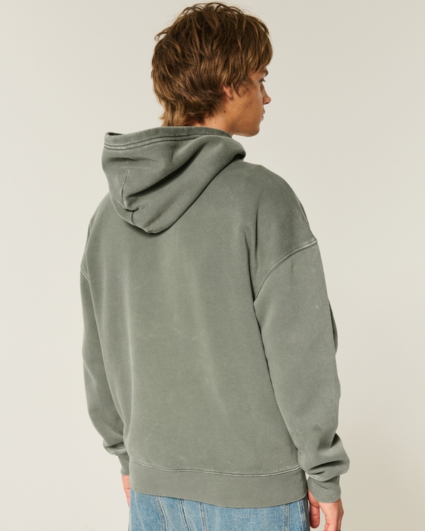 Boxy Hoodie, Washed Olive view 2