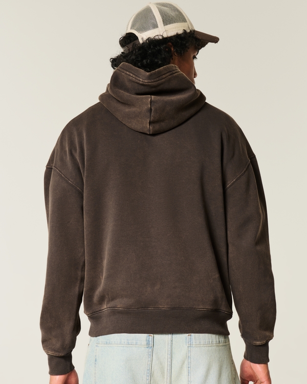 Boxy Hoodie, Washed Brown view 2