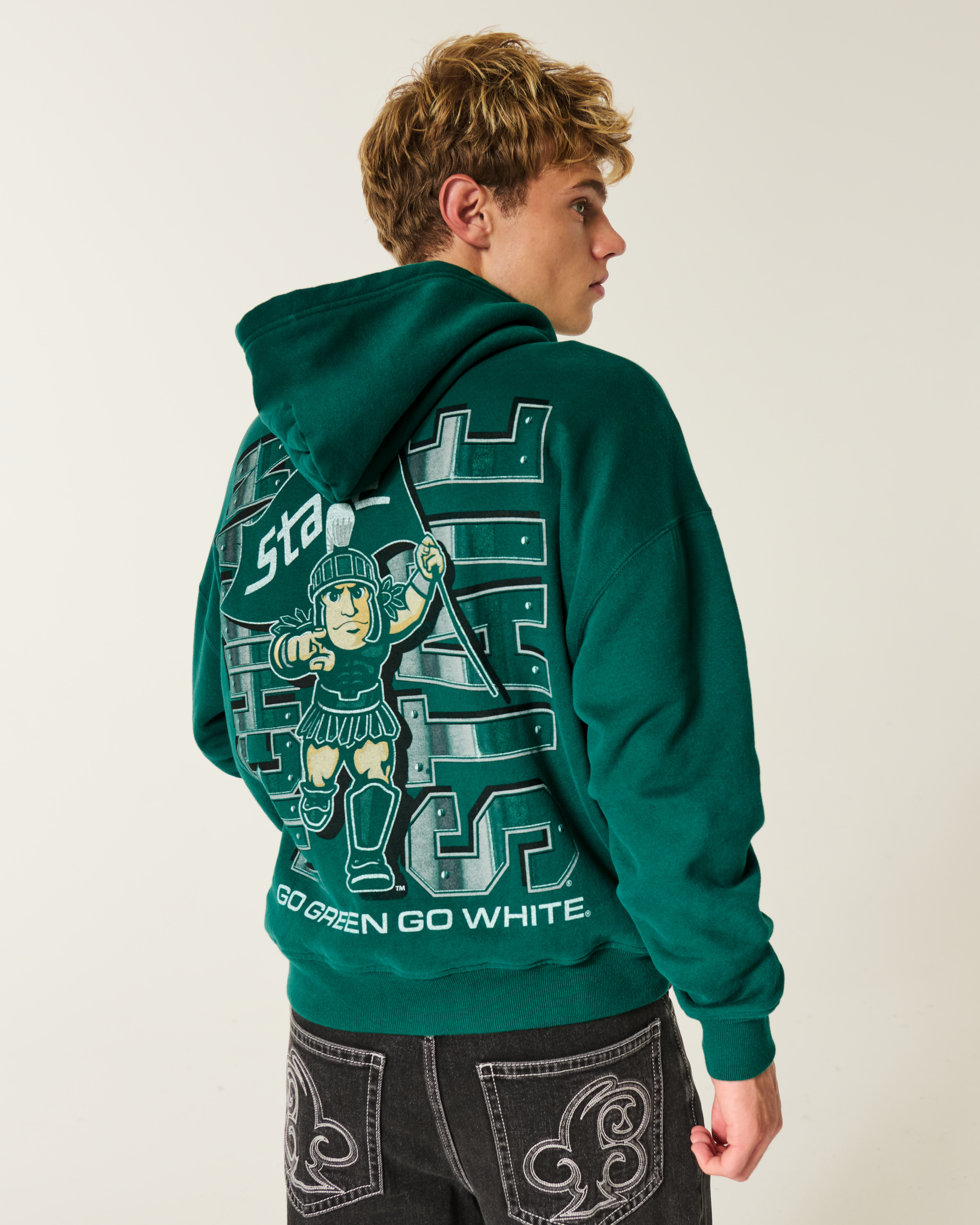Boxy Michigan State University Spartans Graphic Hoodie