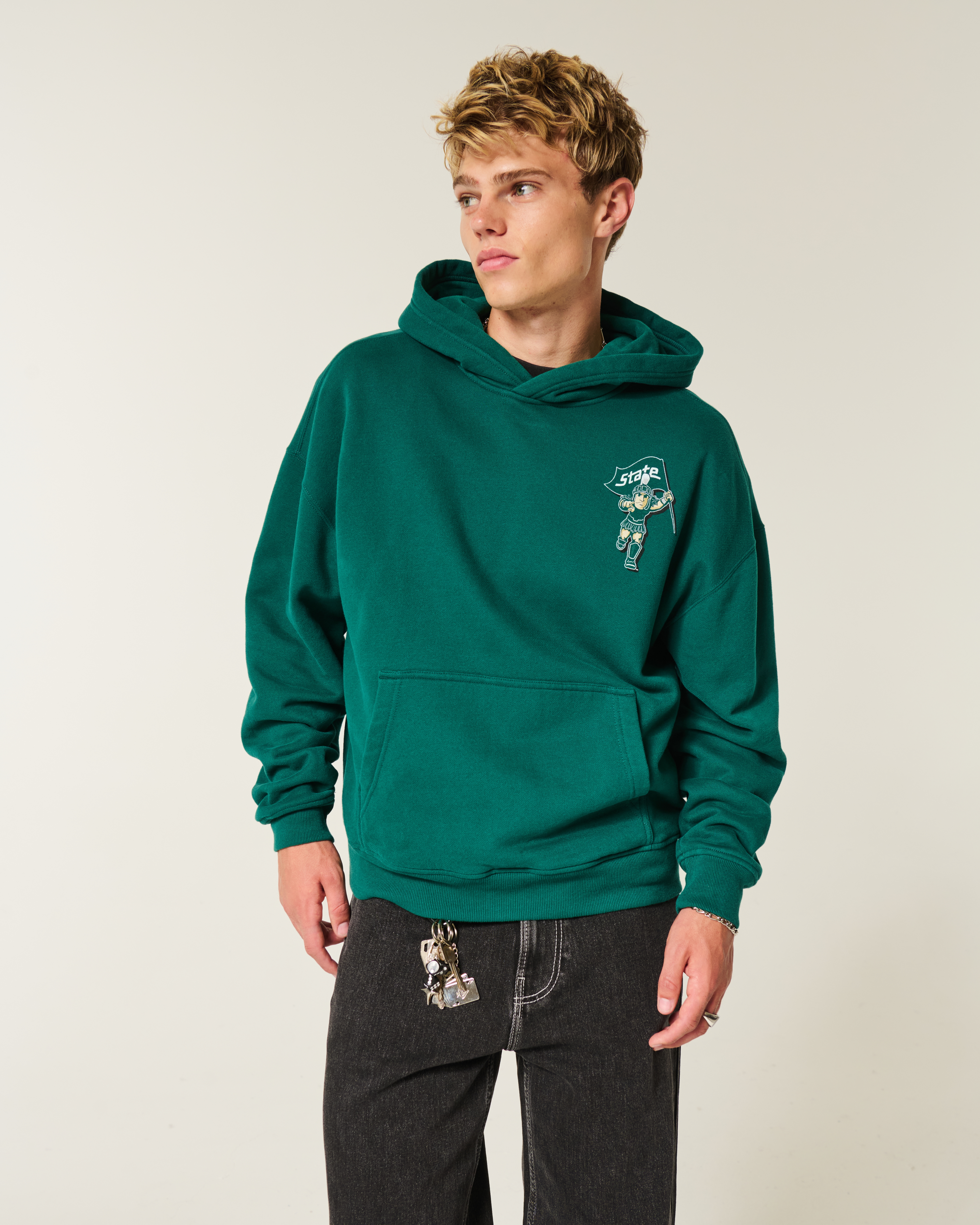 Boxy Michigan State University Spartans Graphic Hoodie