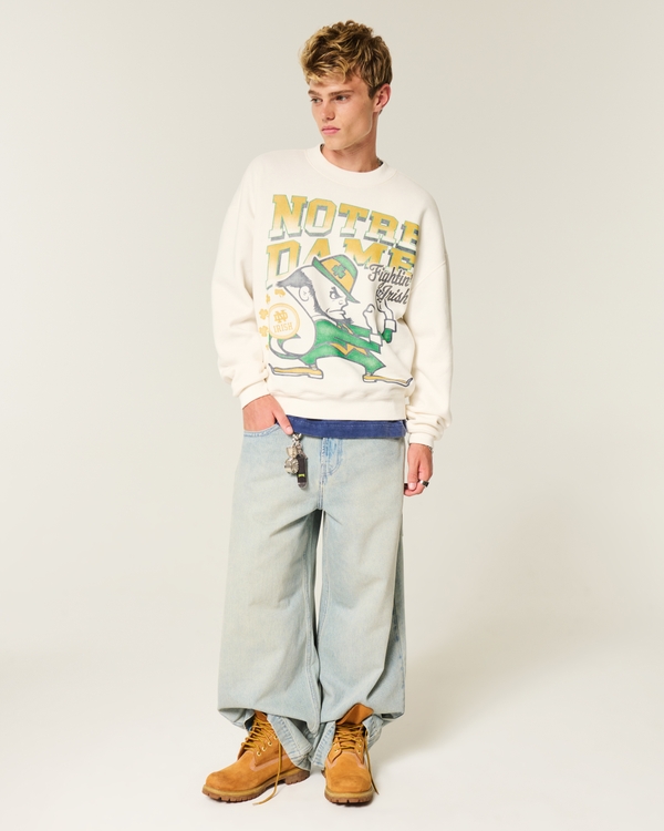 Boxy University of Notre Dame Fighting Irish Graphic Crew Sweatshirt, Cream view 2