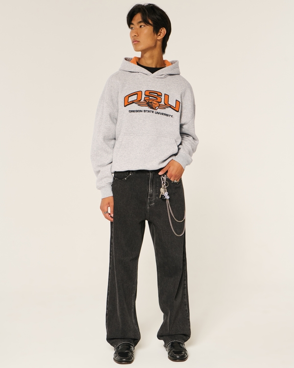 Boxy Oregon State University Beavers Graphic Hoodie, Heather Gray view 2