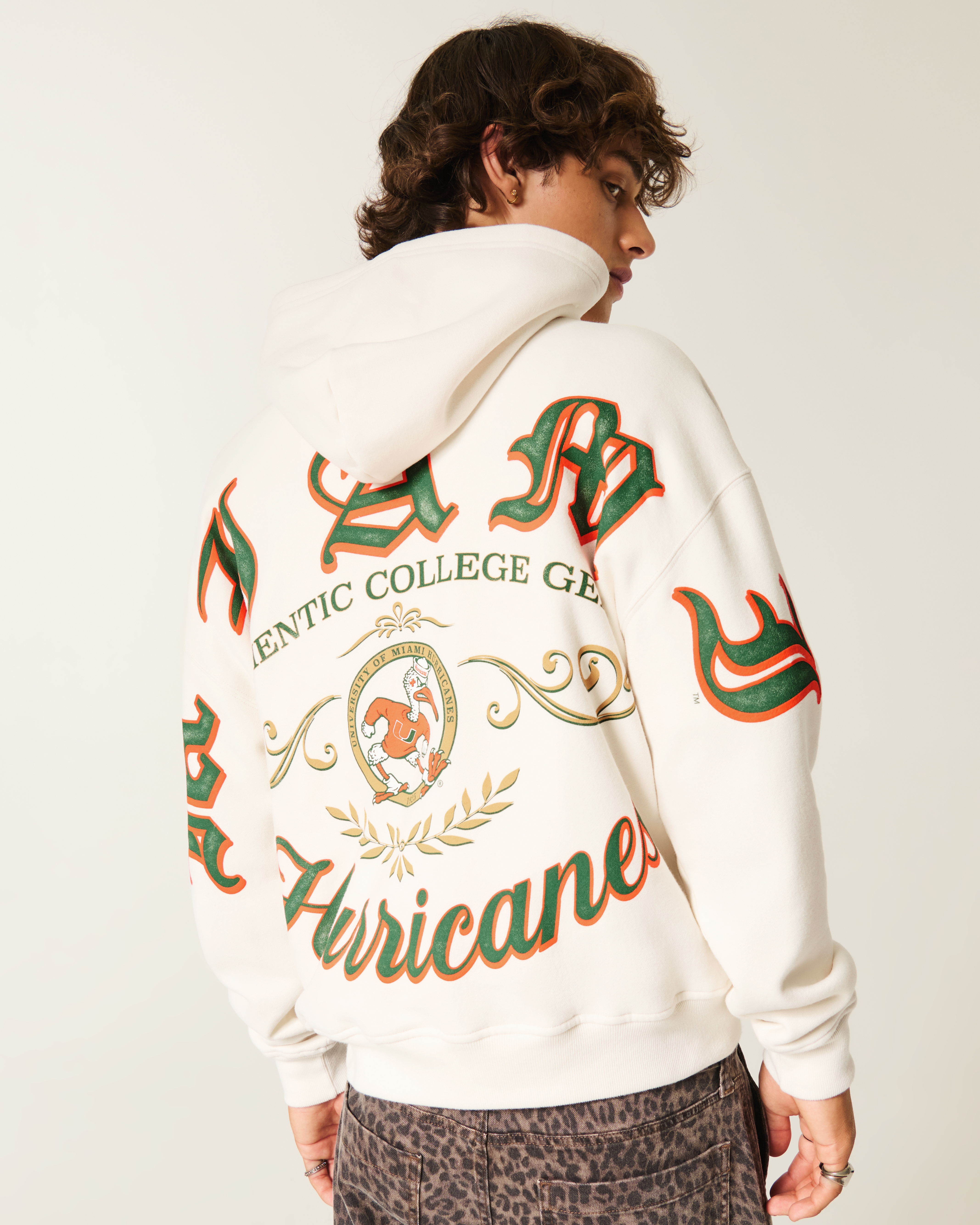 Boxy University of Miami Hurricanes Graphic Hoodie
