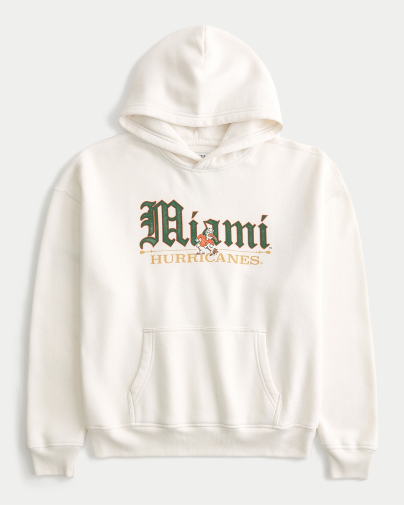 Boxy University of Miami Hurricanes Graphic Hoodie