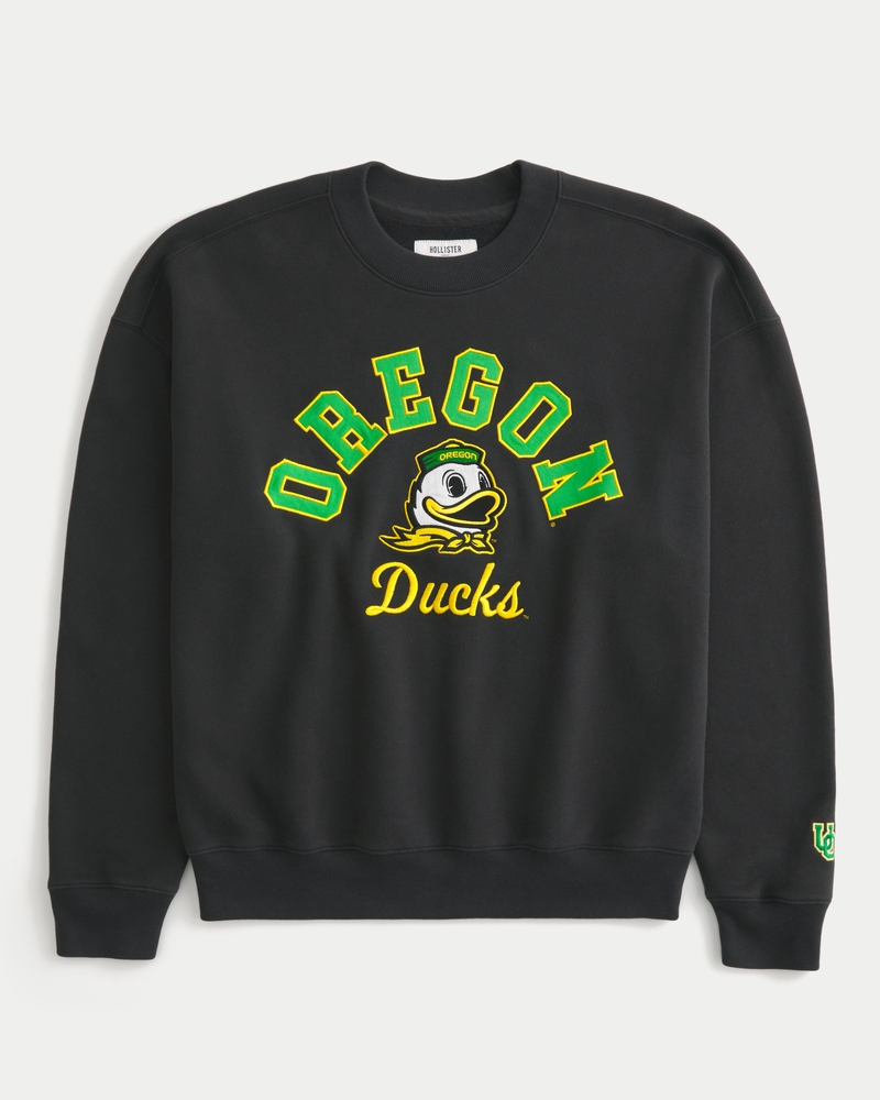 Boxy University of Oregon Ducks Graphic Crew Sweatshirt