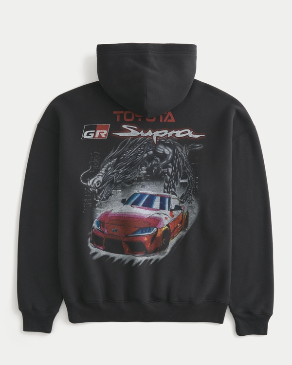 Boxy Toyota Supra Graphic Hoodie, Faded Black view 1