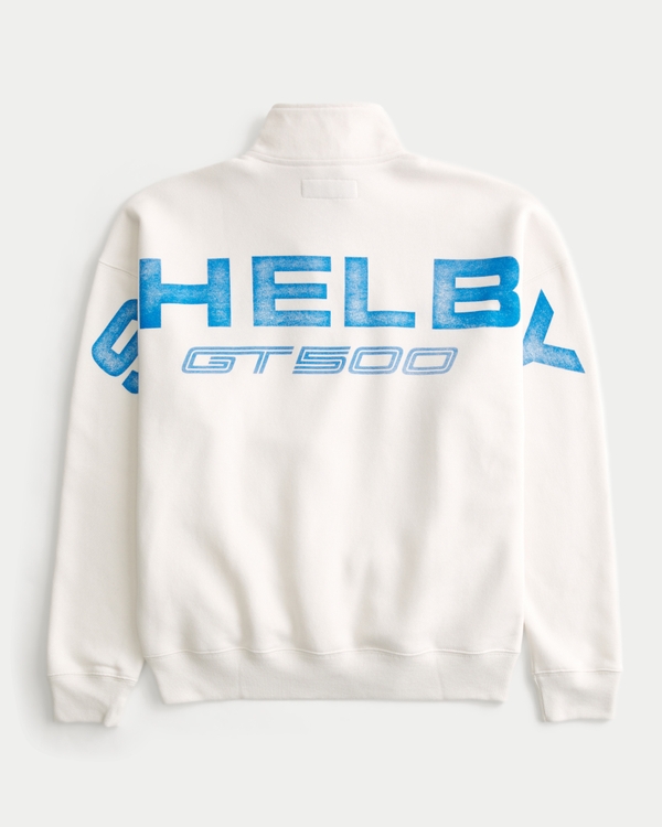 Boxy Shelby Graphic Half-Zip Sweatshirt, Cream view 1