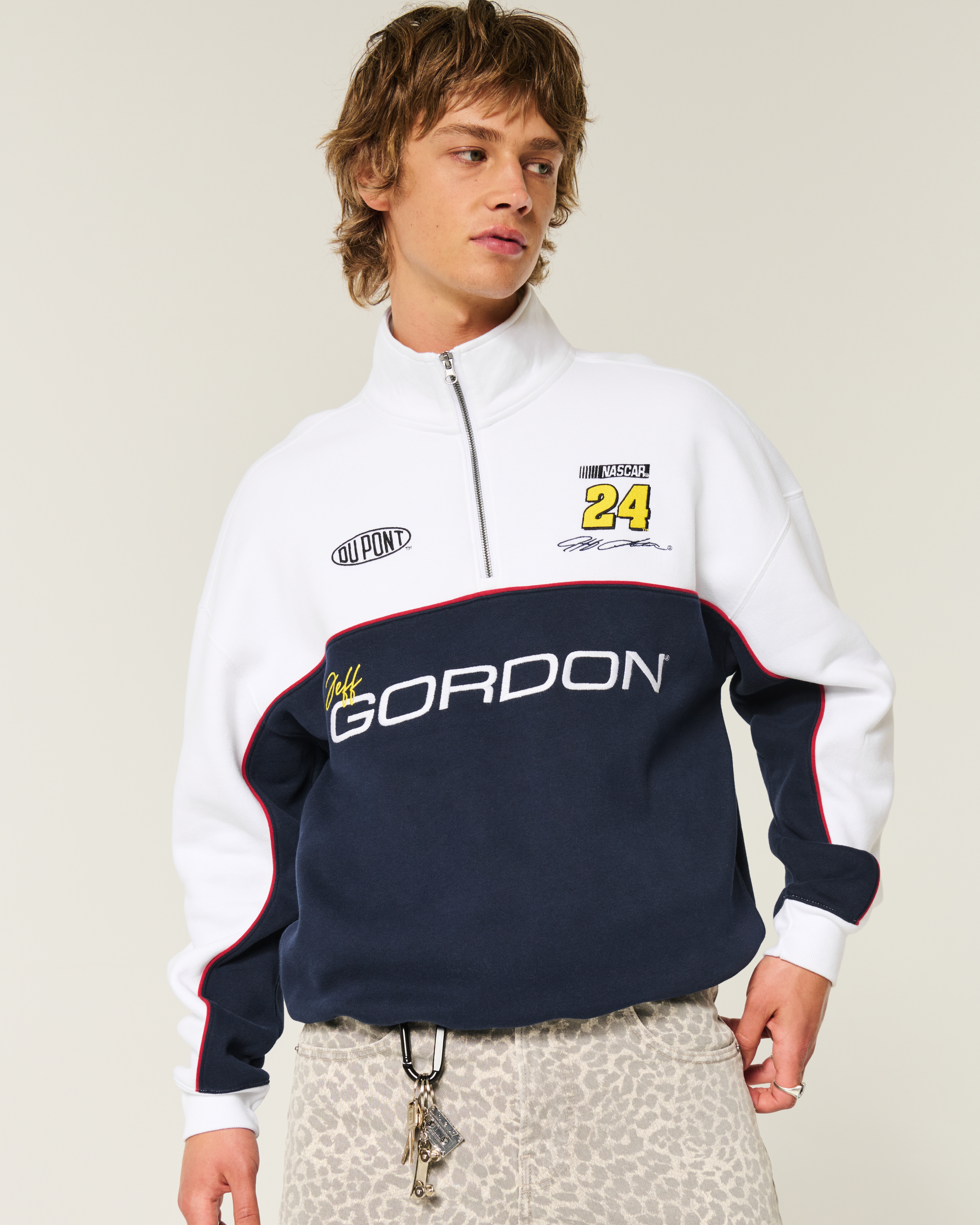 Boxy NASCAR Jeff Gordon Graphic Half-Zip Sweatshirt