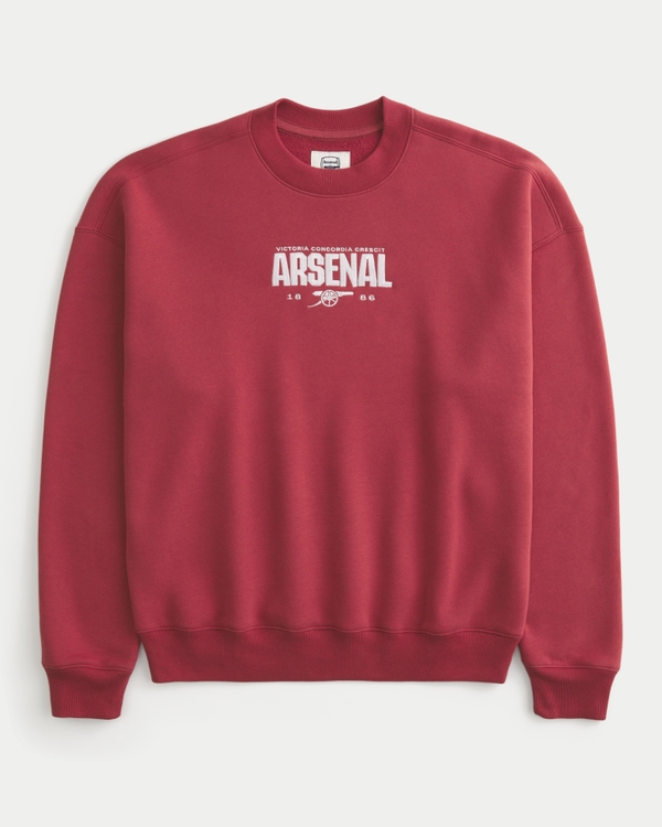 Boxy Arsenal FC Graphic Crew Sweatshirt, Faded Maroon view 1