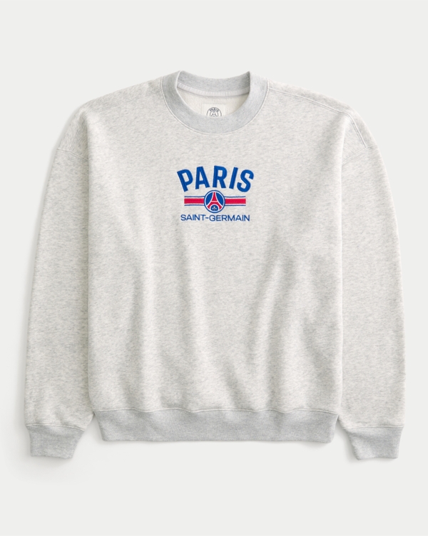 Boxy Paris Saint-Germain Graphic Crew Sweatshirt, Lght Heather Gray view 1