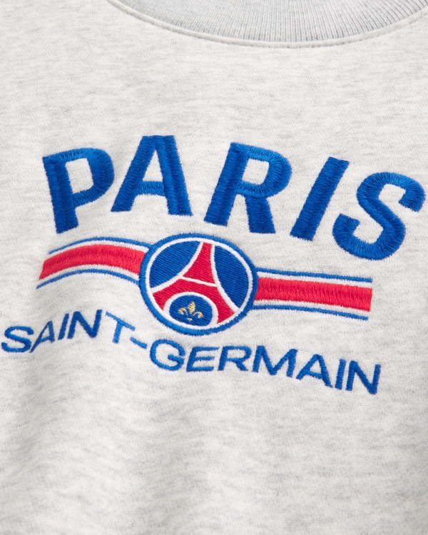 Boxy Paris Saint-Germain Graphic Crew Sweatshirt, Lght Heather Gray view 2