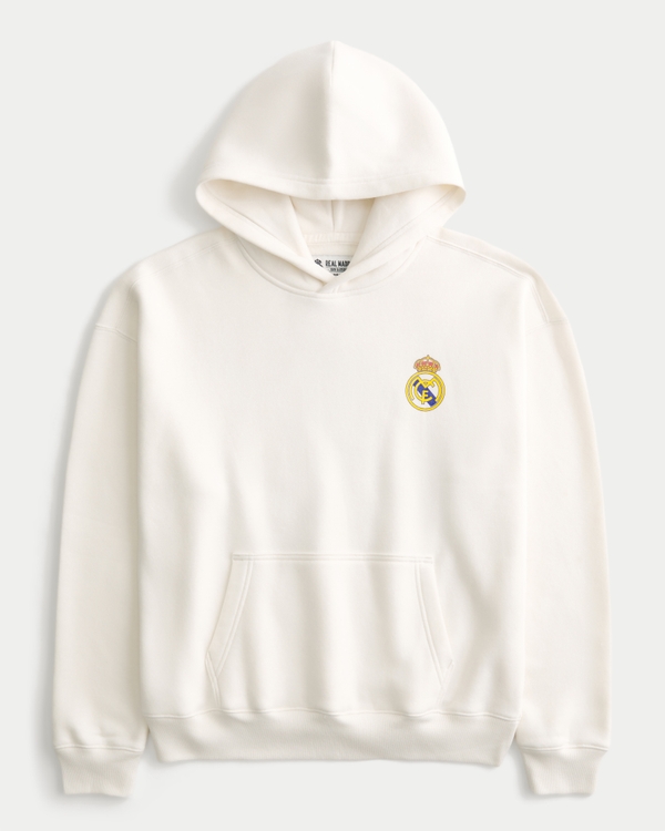 Boxy Real Madrid CF Graphic Hoodie, Cream view 2
