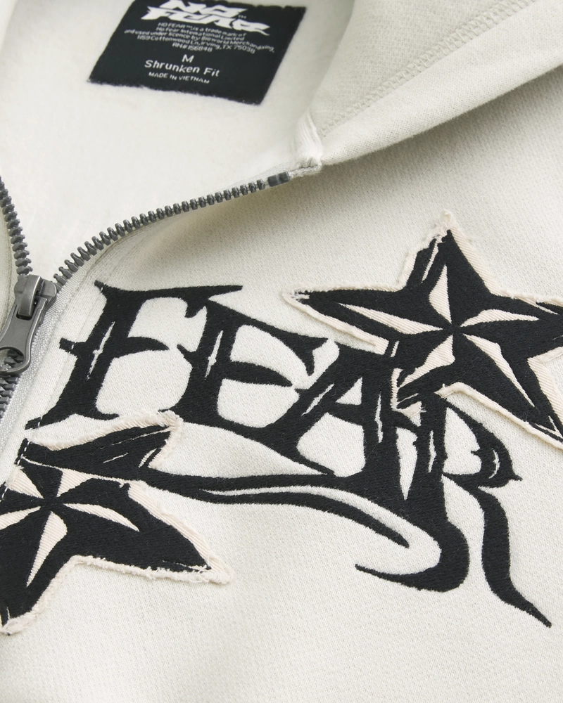 Shrunken No Fear Graphic Zip-Up Hoodie