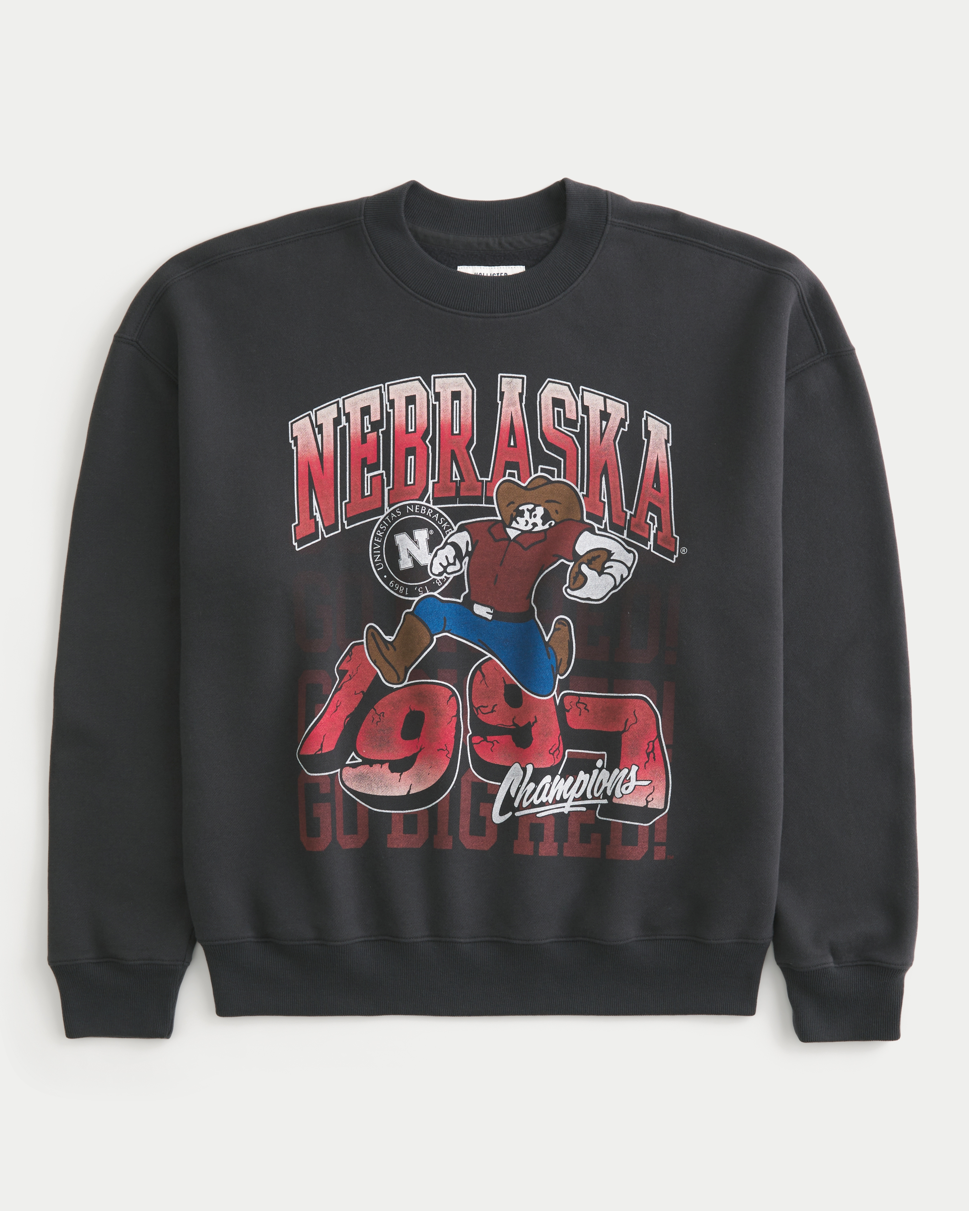 Boxy University of Nebraska Cornhuskers Graphic Crew Sweatshirt