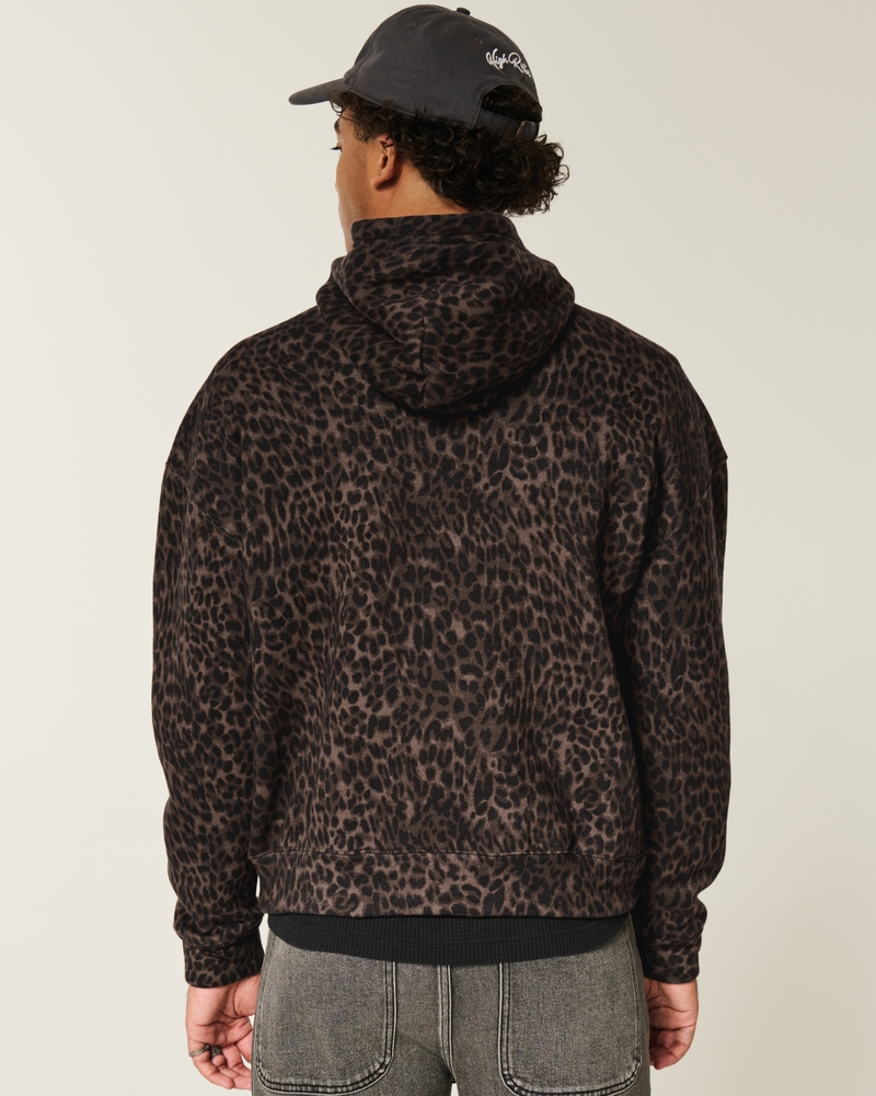 Boxy Leopard Print Hoodie