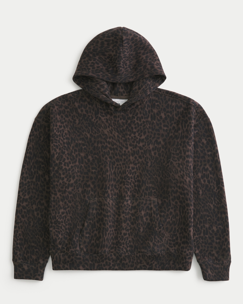 Boxy Leopard Print Hoodie
