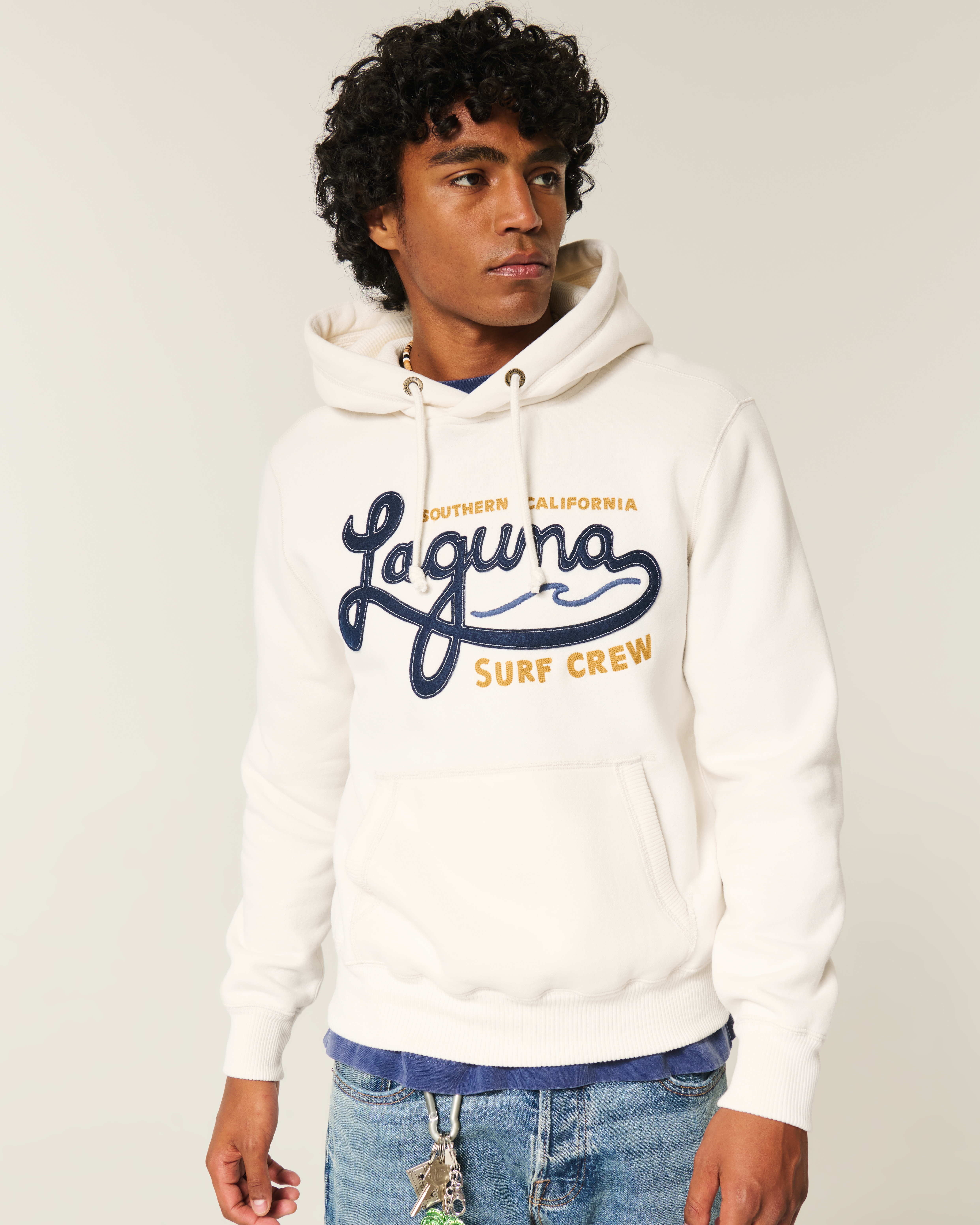 Waffle-Lined Laguna Graphic Surf Crew Hoodie