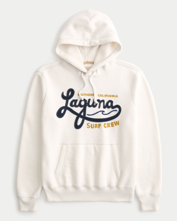 ワッフル裏地付き Laguna Graphic Surf Crewグラフィックフーディー, クリーム view 1