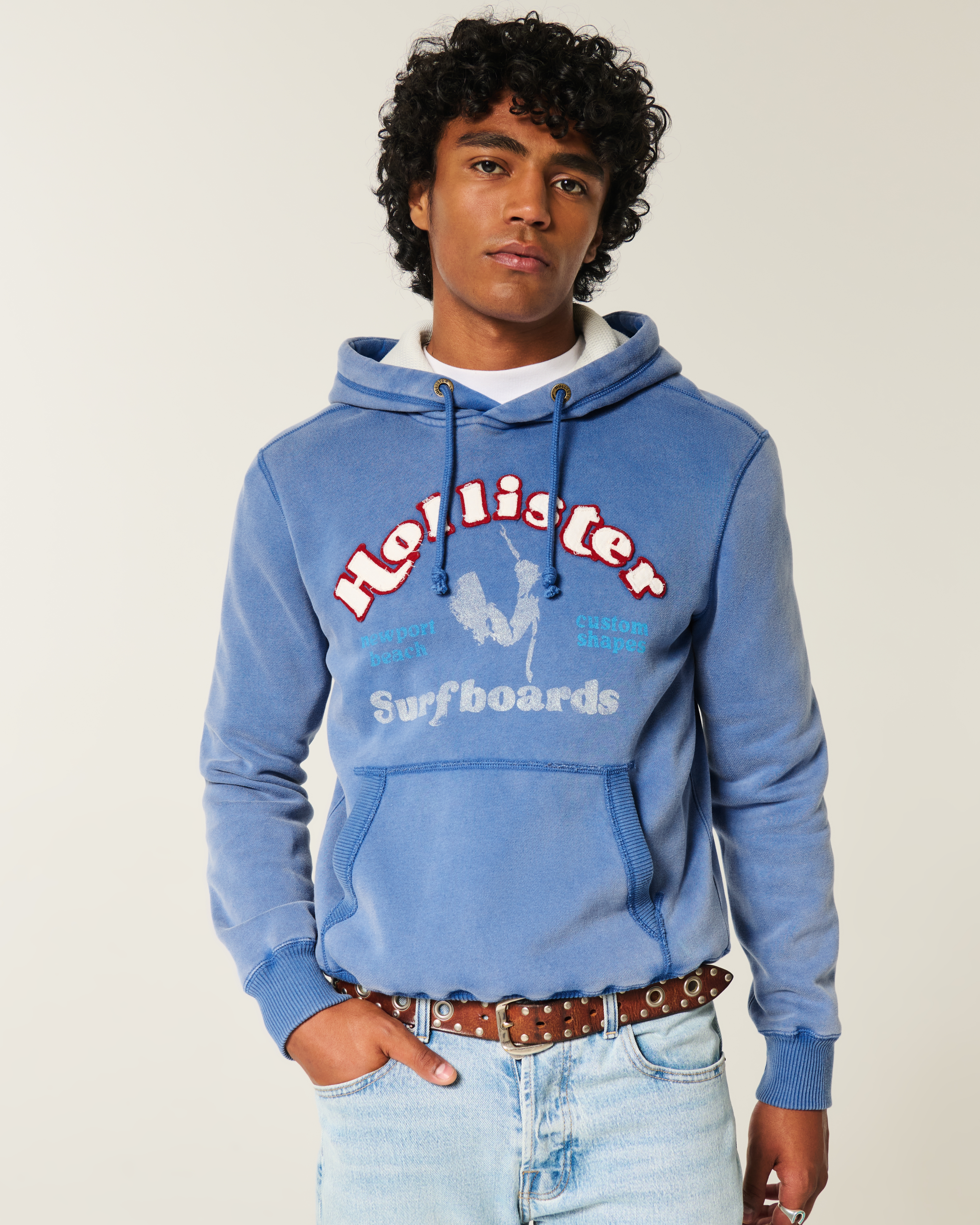 Waffle-Lined Hollister Surfboards Graphic Hoodie