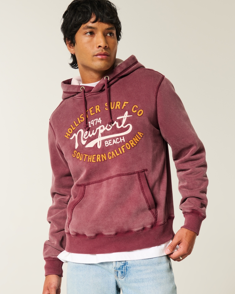 Waffle-Lined Newport Beach Graphic Hoodie