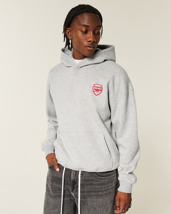Boxy Arsenal FC Graphic Hoodie, Heather Gray view 1