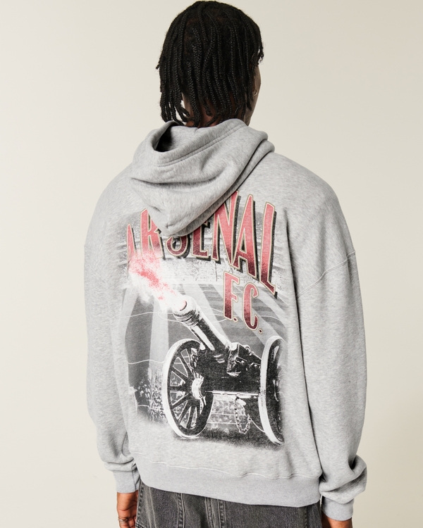 Boxy Arsenal FC Graphic Hoodie, Heather Gray view 2