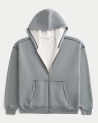 Men's Boxy Thermal-Lined Zip-Up Hoodie | Men's Clearance
