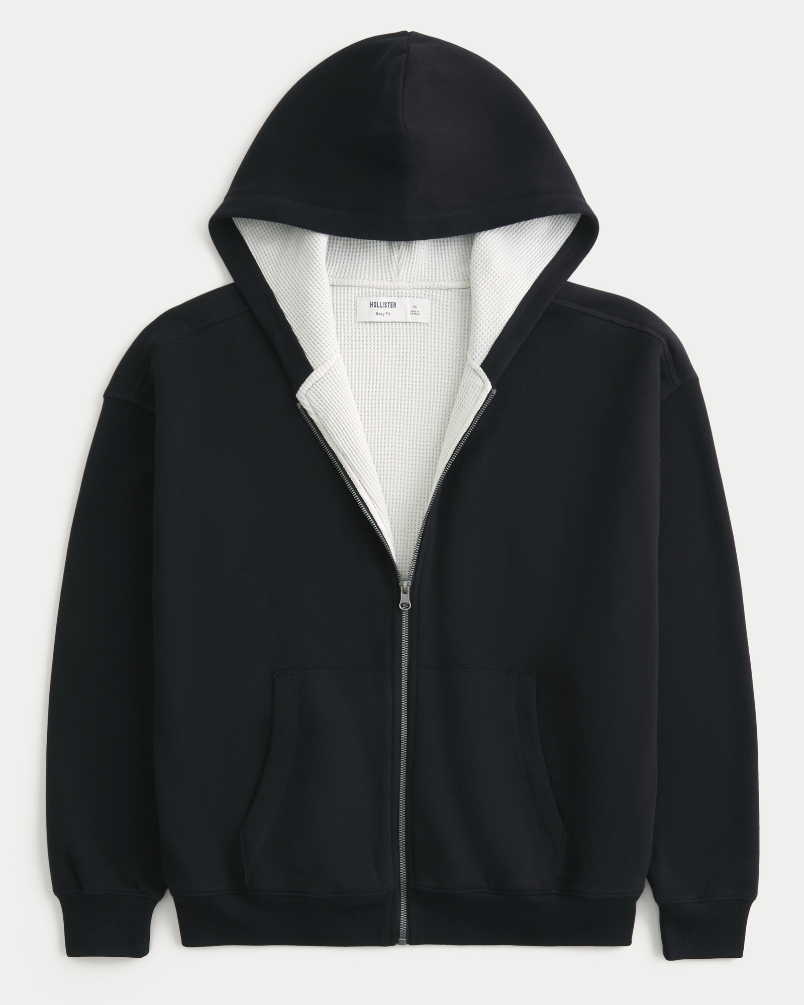 Men's Boxy Thermal-Lined Zip-Up Hoodie | Men's Tops | HollisterCo.com