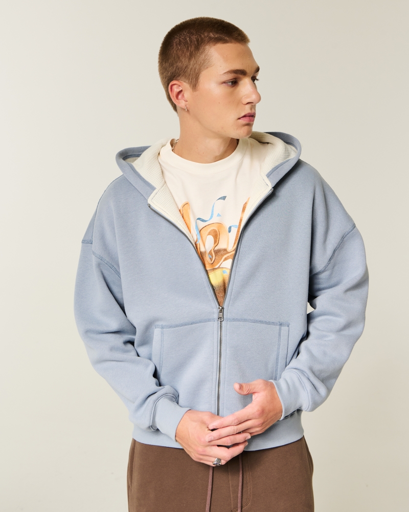 Boxy Zip-Up Ford Mustang Graphic Hoodie