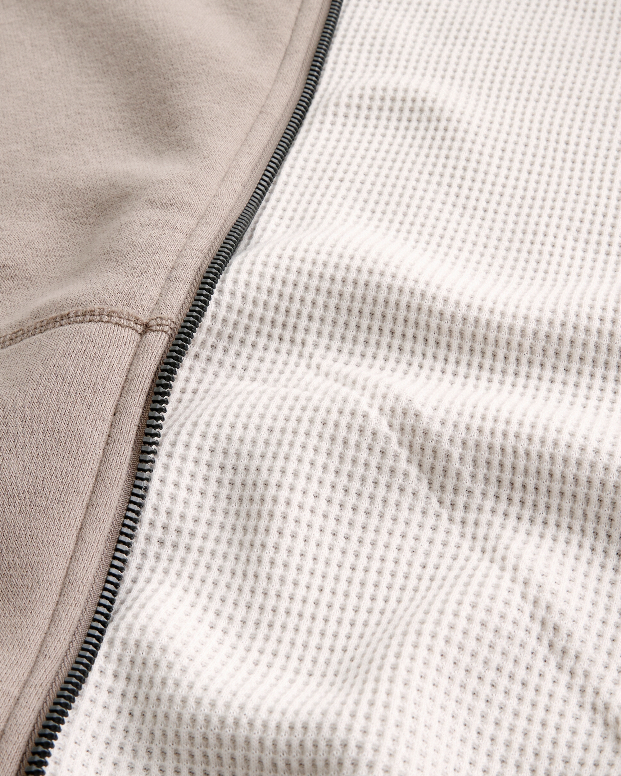 Boxy Thermal-Lined Zip-Up Hoodie