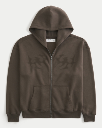 【Paragraph】22FW★ Box Corner Shop Hood No.006 Men's Boxy Flame Graphic Zip-Up Hoodie | Men's Tops
