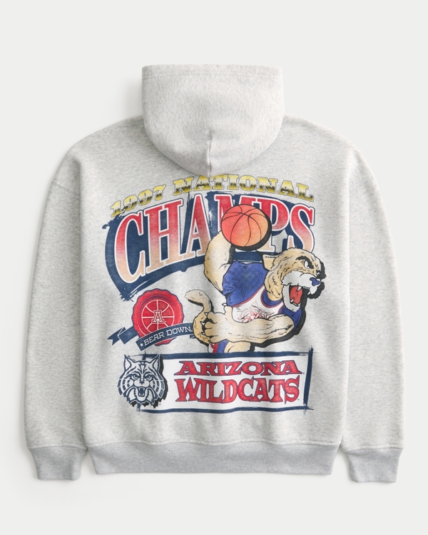 Boxy University of Arizona Wildcats Graphic Hoodie, Light Heather Gray view 1