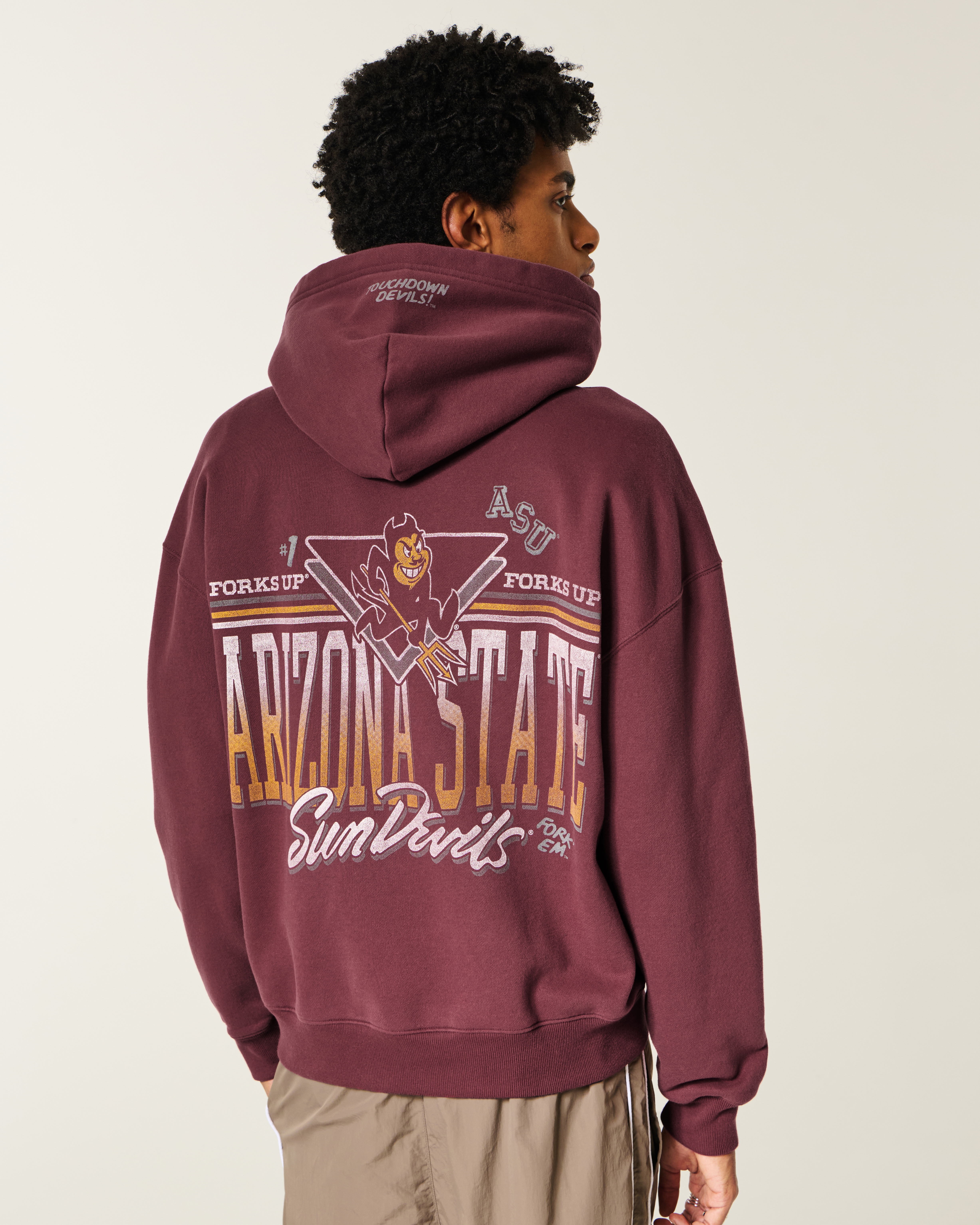 Boxy Zip-Up Arizona State University Sun Devils Graphic Hoodie