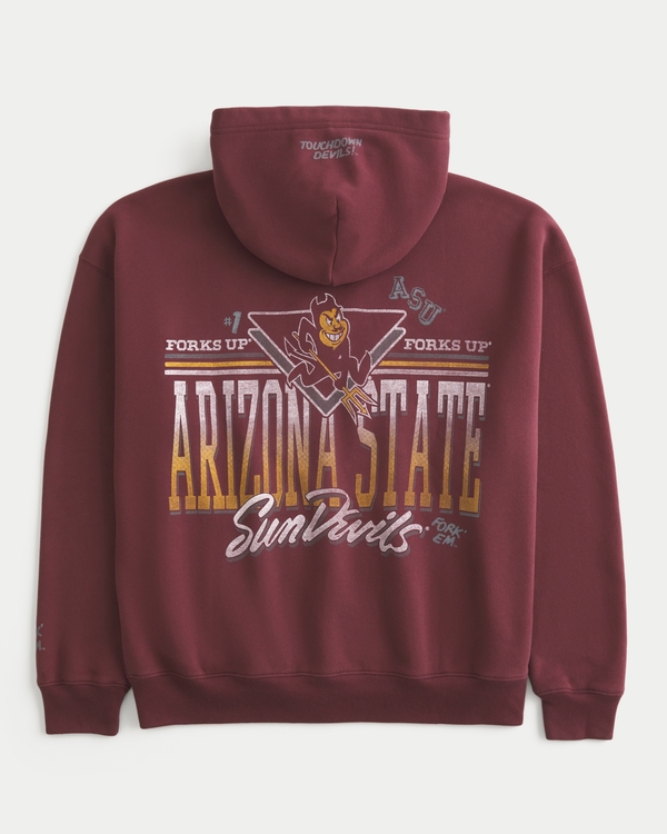 Boxy Zip-Up Arizona State University Sun Devils Graphic Hoodie